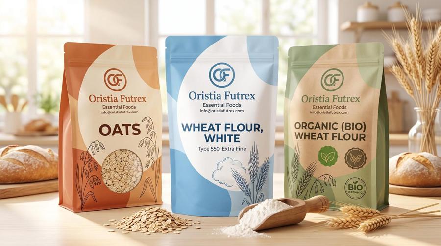 Oristia Futrex Essential Foods: oats, white wheat flour and organic bio wheat flour