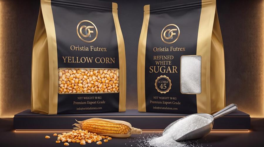 Oristia Futrex Yellow Corn and Refined White Sugar ICUMSA 45, 50 kg export bags